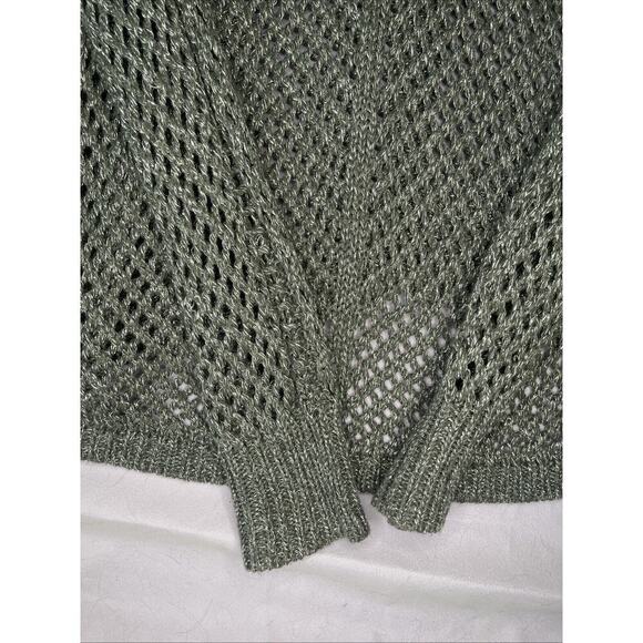 Rock & Republic Womens Metallic Thread Sweater Large Dark Gray Silver Pullover - Picture 5 of 5